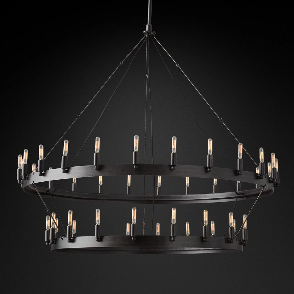Camina Vintage Filament 2-Tier Round Chandelier 50‘’D