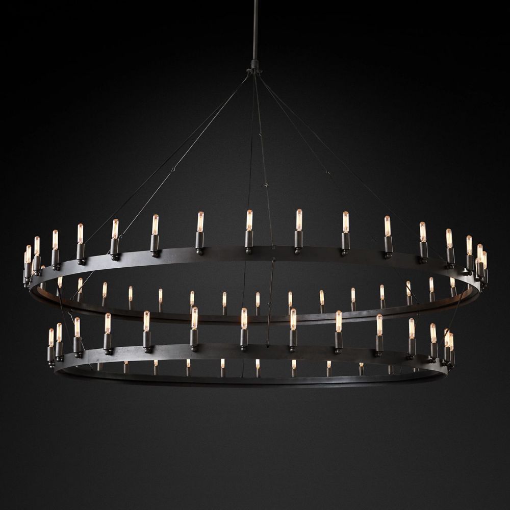 Camina Vintage Filament 2-Tier Round Chandelier 73‘’D
