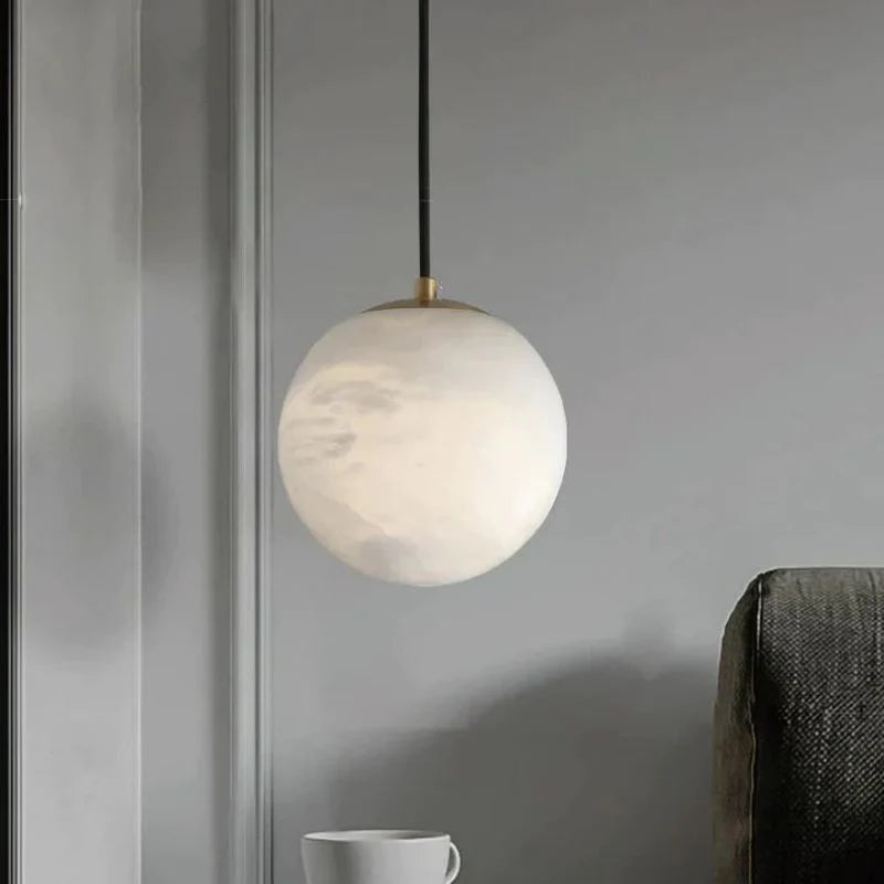 Alabaster Spherical Pendant Light-Blushlighting