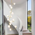 Artistic Glass Lampshade Chandelier with Branches Design for High Ceilings-Blushlighting