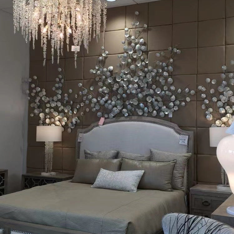 Large Transparent metal frame Light Luxury Elegant Sliver Flower Branch Chandelier For Living/Dinning/Bedroom Room/Hallway