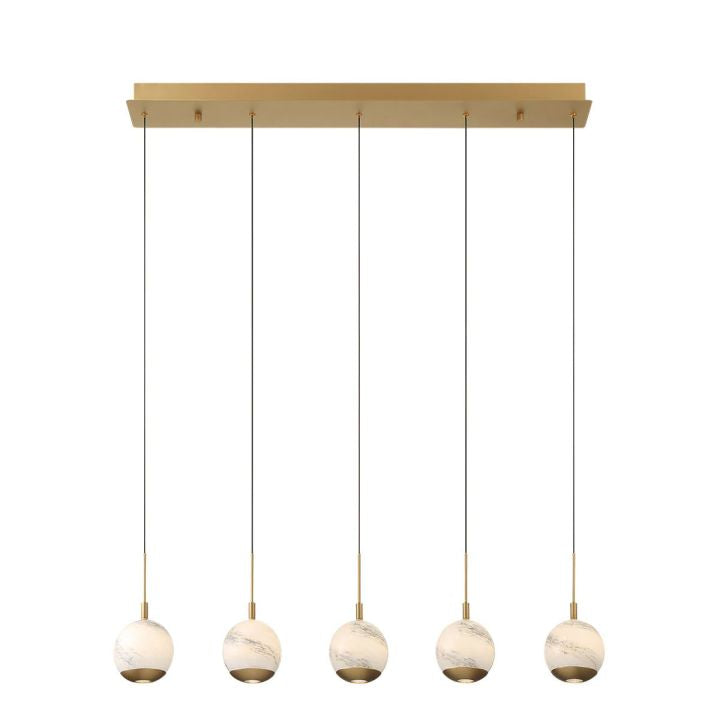 Kimma Lights Linear LED Chandelier-Chandelier-Lacquered Burnished Brass-5 Light-Blushlighting