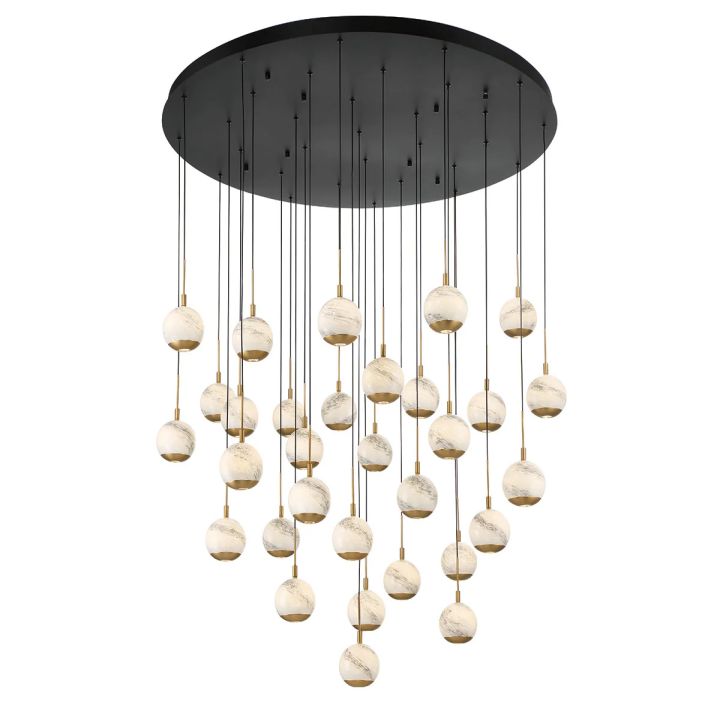 Kimma Lights Round LED Chandelier-Chandelier-Matte Black-31 Light-Blushlighting