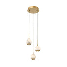 Kimma Round LED Pendant-Pendant for living room,Pendant for kitchen,Pendant for bathrooms,Pendant for bedrooms,Pendant for foyer,Pendant for stairways,Pendant for dining room-Lacquered Burnished Brass-3 Light-Blushlighting