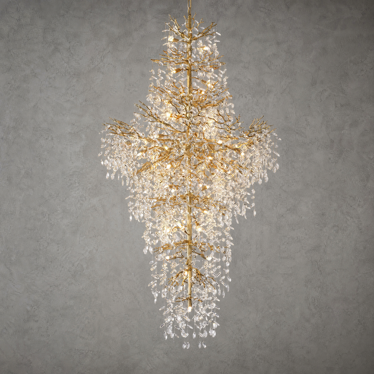 Marquise Double-Layer Branch Staircase Chandelier 2300 - Gold - view 3