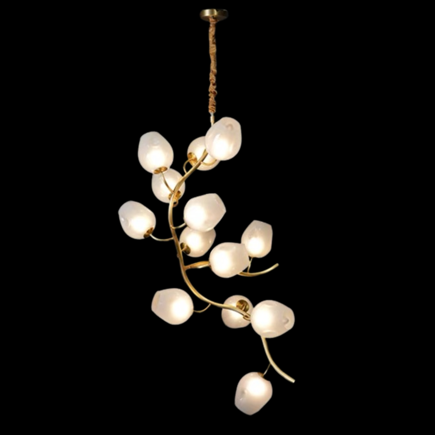 Artistic Glass Lampshade Chandelier with Branches Design for High Ceilings-Blushlighting