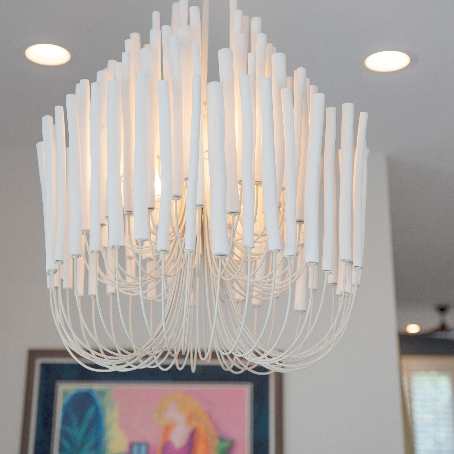 5/6-Light Modern Branch Modeling Chandelier in White or Black for Stylish Interiors-Chandeliers-Blushlighting