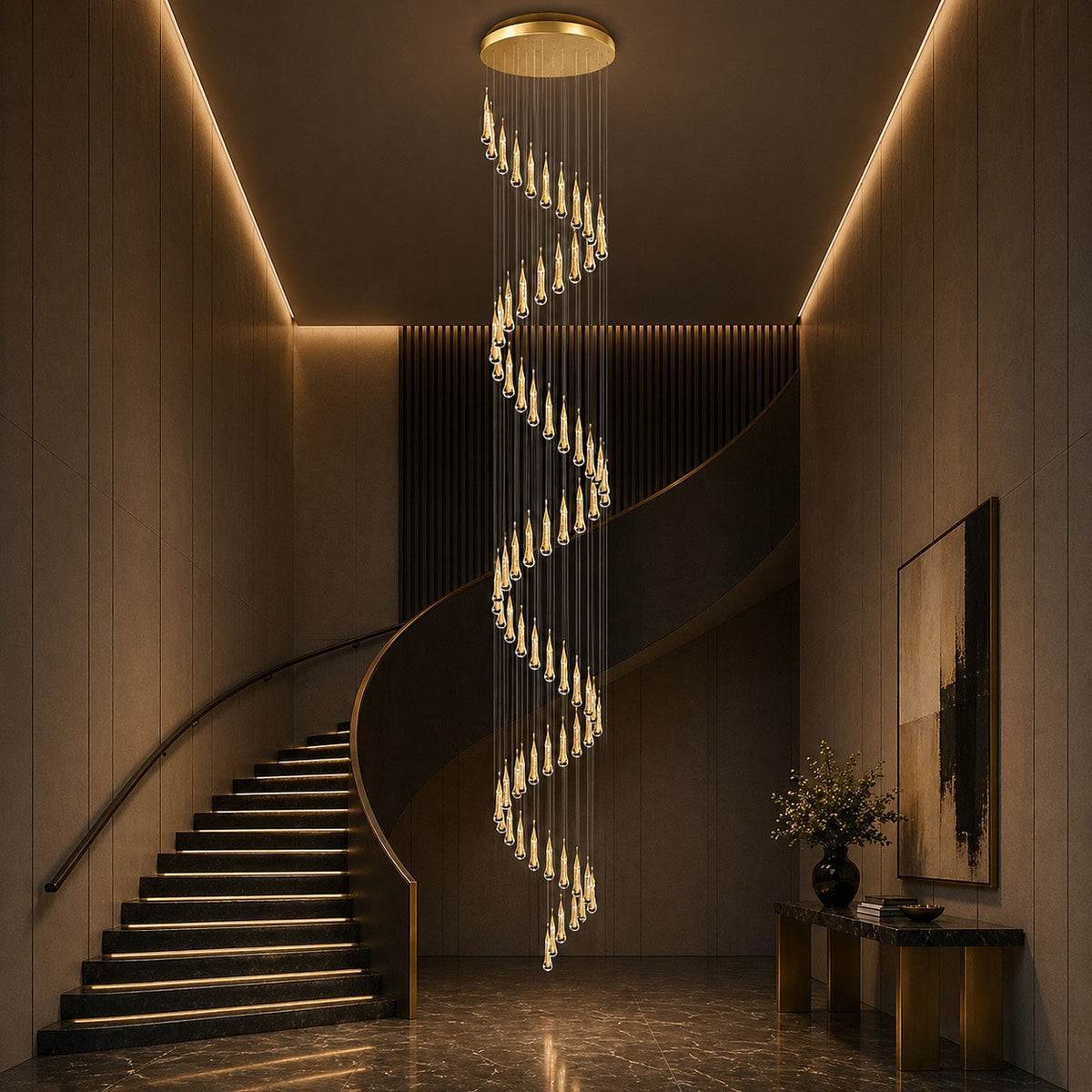Modern Gold Chandelier Pendant Light Hanging Aluminum LED Fixture for Dining Room Illumination 11