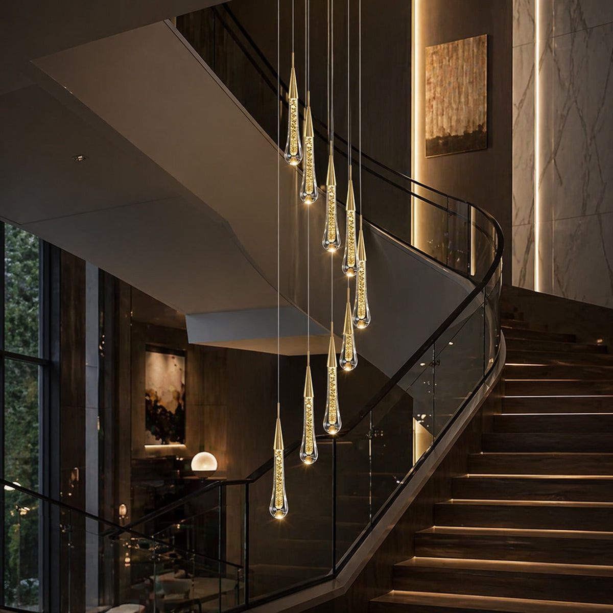 Modern Gold Chandelier Pendant Light Hanging Aluminum LED Fixture for Dining Room Illumination 3