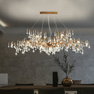New Style Extra Large Brass Branch Chandelier Light Crystal Drops Pendant Lamp For Living/ Dining Room