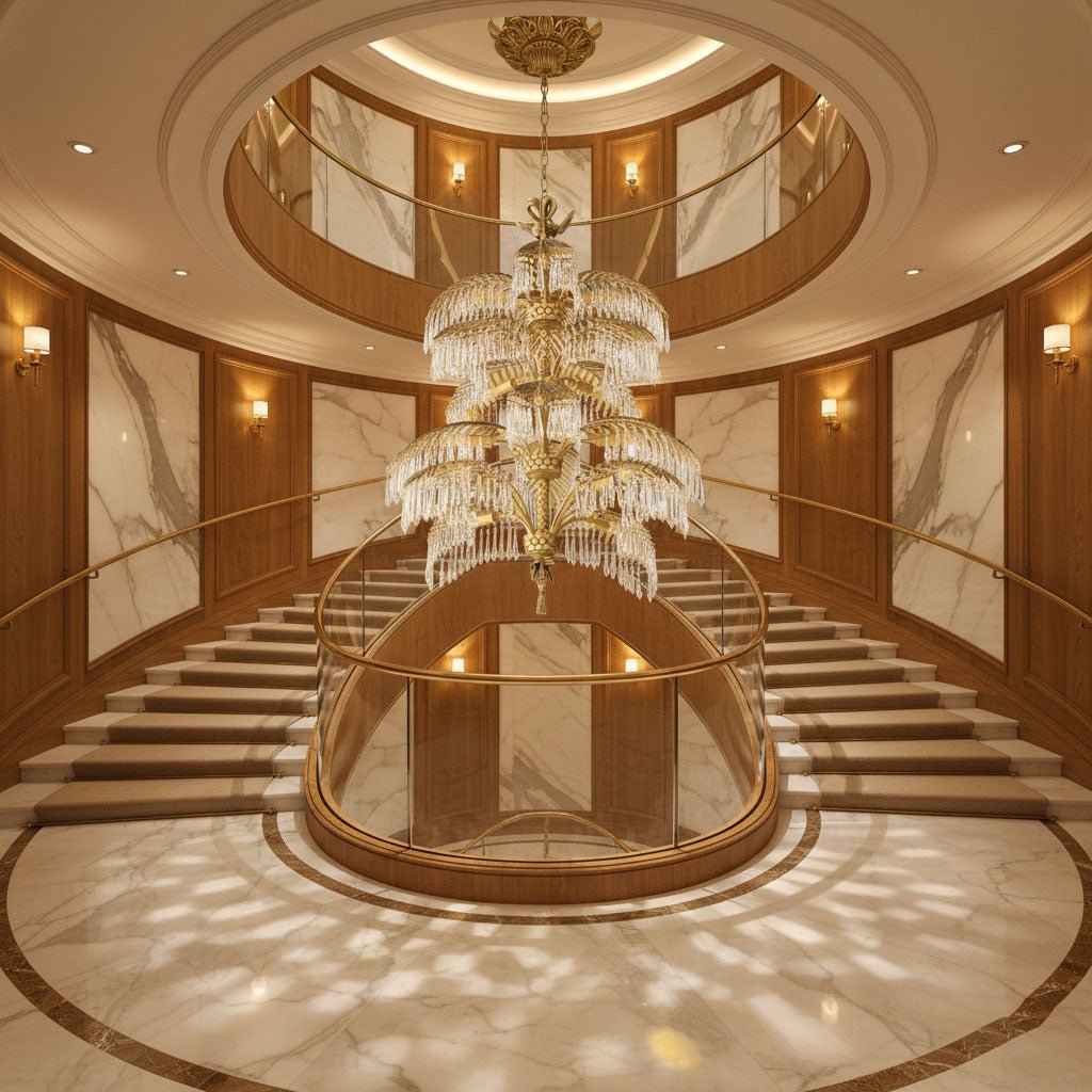 Palmera Brass Crystal Chandelier by Blushlighting