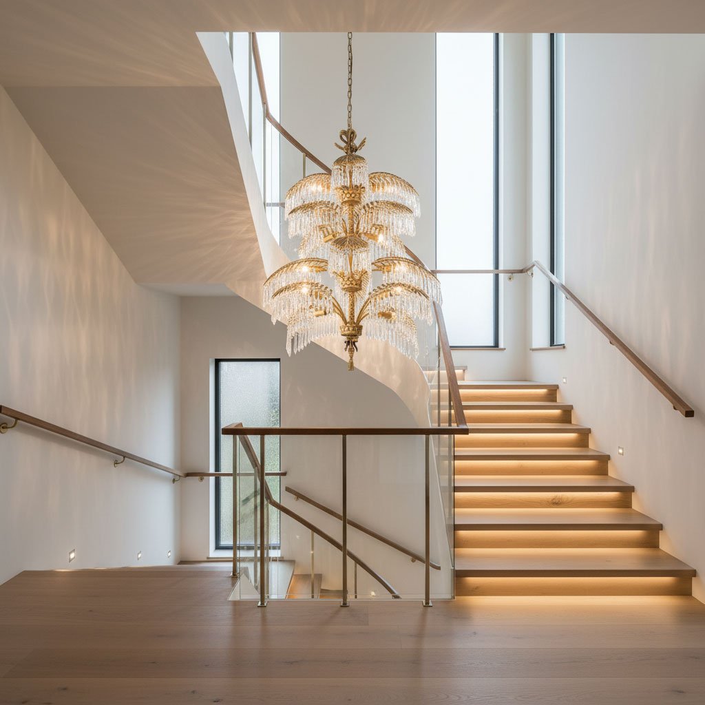 Palmera Brass Crystal Chandelier by Blushlighting