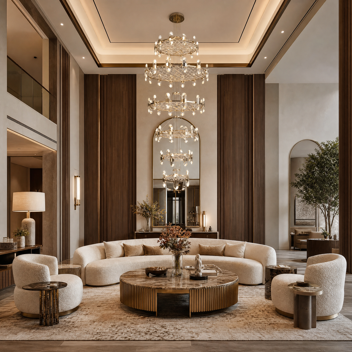 Pearl Net Modern Sculptural Ring Chandelier