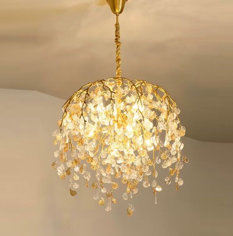 Modern Luxury Leaf Branch Glass Chandelier for Living/Dining Room/Bedroom-Chandeliers-D23.6"*H31.5"-Warm Light-Blushlighting