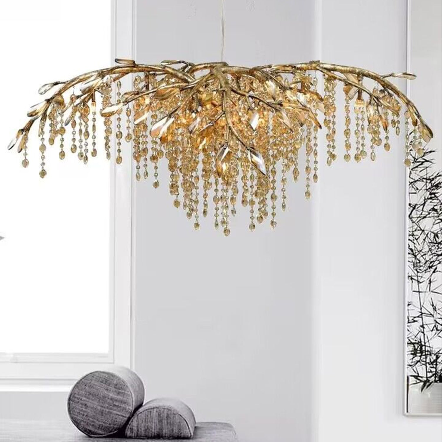 New Luxury Branch Crystal Pendant Chandelier Designer Creative Art Dining Room/Living Room Light Fixture-Chandeliers-L102.4"*W29.52"*H36.9"-Gold-Warm Light-Blushlighting