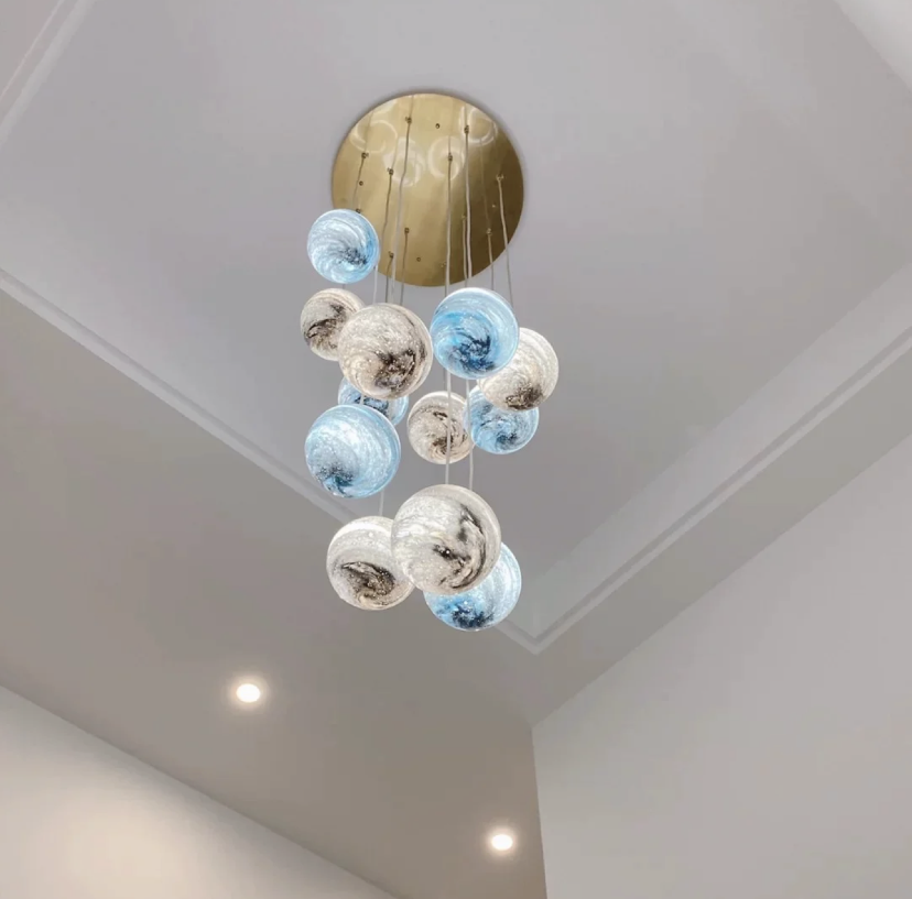 Nordic Planet Creative Long Pendant Chandelier For Staircase/Foyer/High-ceiling Hallway