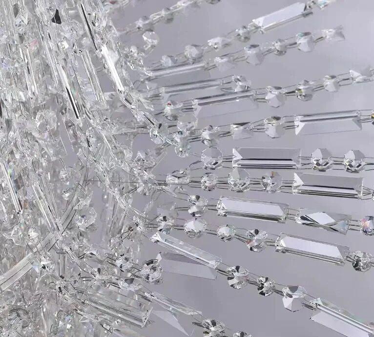 Oversized Silver Crystal Long Ceiling Chandelier Art Designer CBUumn Waterfall Decorative Staircase Light Fixture