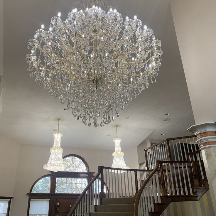 Oversized European Chrome Classic Candle Branch Crystal Chandelier for 2-Story/Duplex Buildings , branch,luxury,shining,wonderful, tiered, transparent,noble