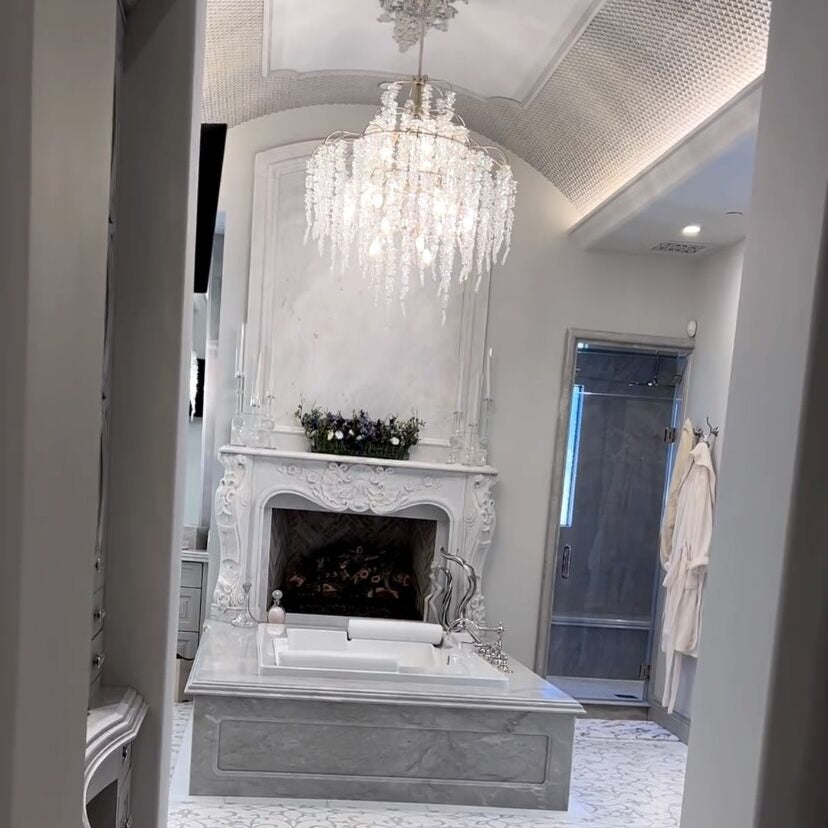 Large Transparent metal frame Light Luxury Elegant Sliver Flower Branch Chandelier For Living/Dinning/Bedroom Room/Hallway