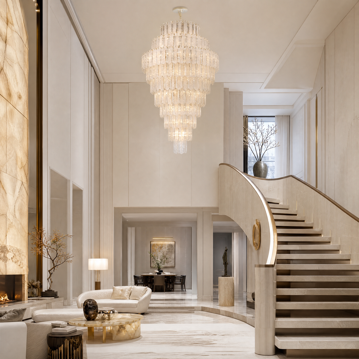 Quadro Glass Rod Crown Chandelier