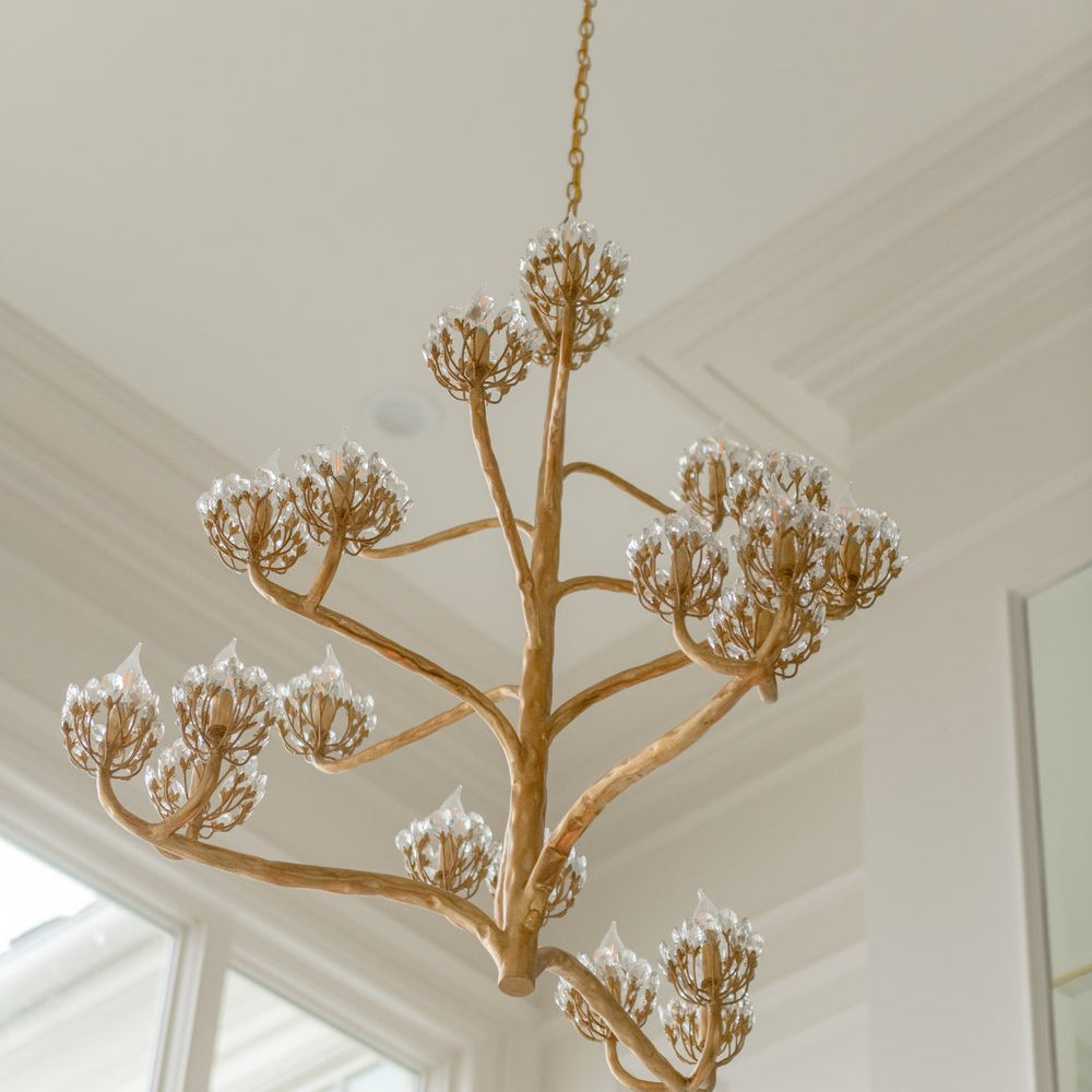 Luxury Branch Flower Chandelier in Gold for Living Room Staircase and Bedroom Lighting-Chandeliers-Blushlighting