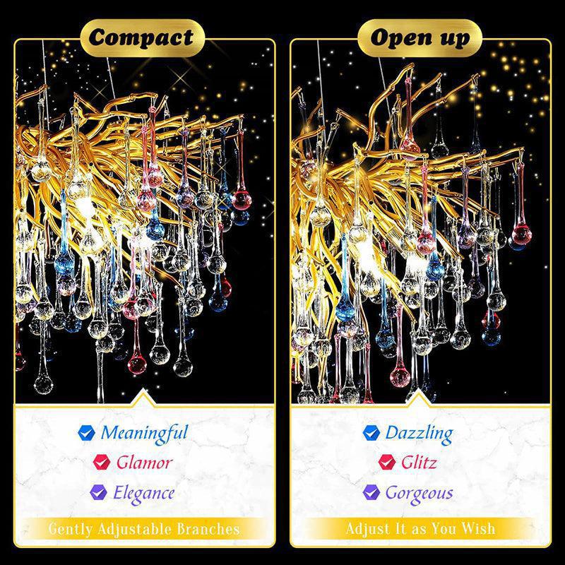 Doris Crystal Branch Chandelier 23.5"D Gold-Chandelier-Blushlighting