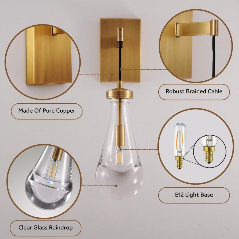 Raindrop Sconce Rod & Cord-wall sconce for bedroom,wall sconce for dining room,wall sconce for stairways,wall sconce for foyer,wall sconce for bathrooms,wall sconce for kitchen,wall sconce for living room-Blushlighting