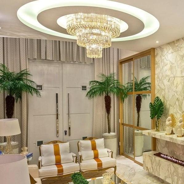 Extra Large GBUd Flush Mount Crystal Light Round 3-layers Decorative Living Room/Dining Room Light Fixture