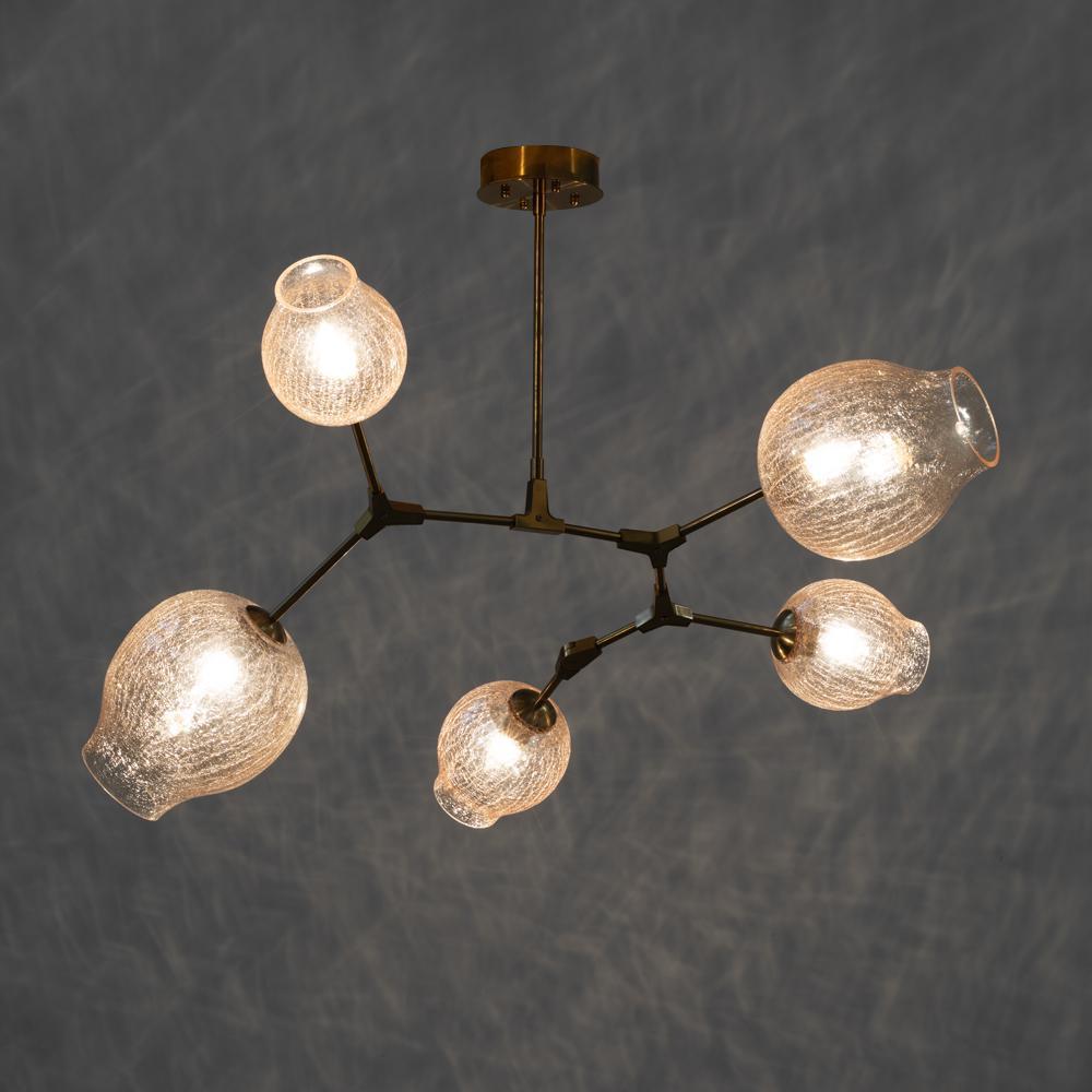 Covington Drop Globe Branching Bubble Chandelier 30''-Chandelier-Champagne Crackle Glass-Brass-Blushlighting
