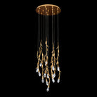 Modern Luxury Floating Branches Floral Crystal Chandelier with Round Canopy for High-ceiling-15 lights/D23"*H118.1"(D58.4cm*H300cm)-Gold-Warm Light-Blushlighting