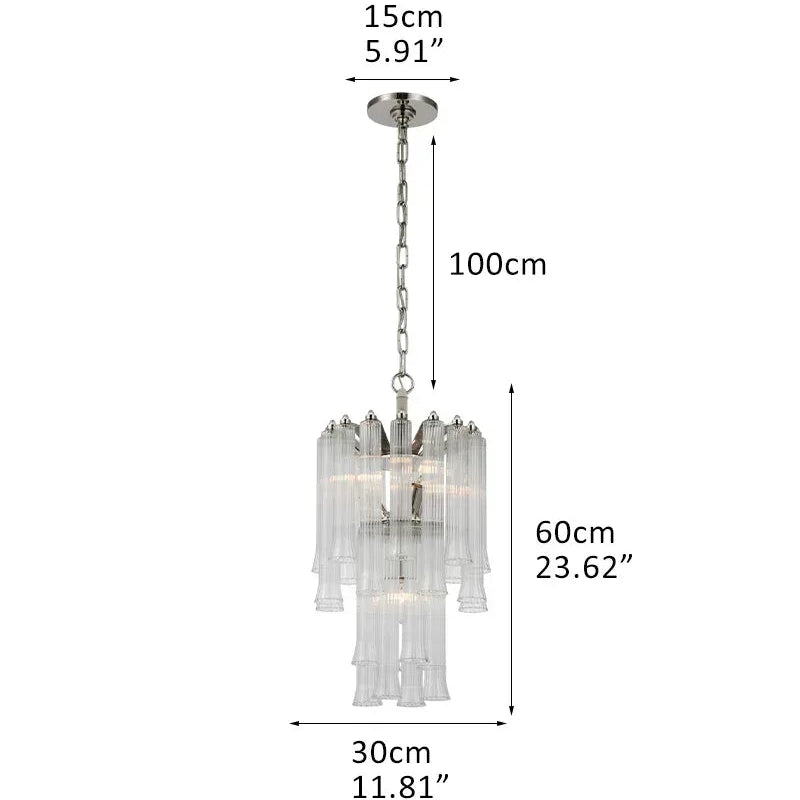 9 Light 20" Wide LED Lorelei Round Tiered Chandelier in Black Chain use for dining room 4-light-D30*H60CM D11.81"*H23.62" Silver American chandelier