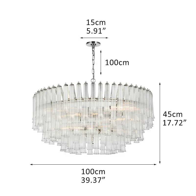 9 Light 20" Wide LED Lorelei Round Tiered Chandelier in Black Chain use for dining room 12-light-D100*H45CM D39.37"*H17.72" Silver American chandelier
