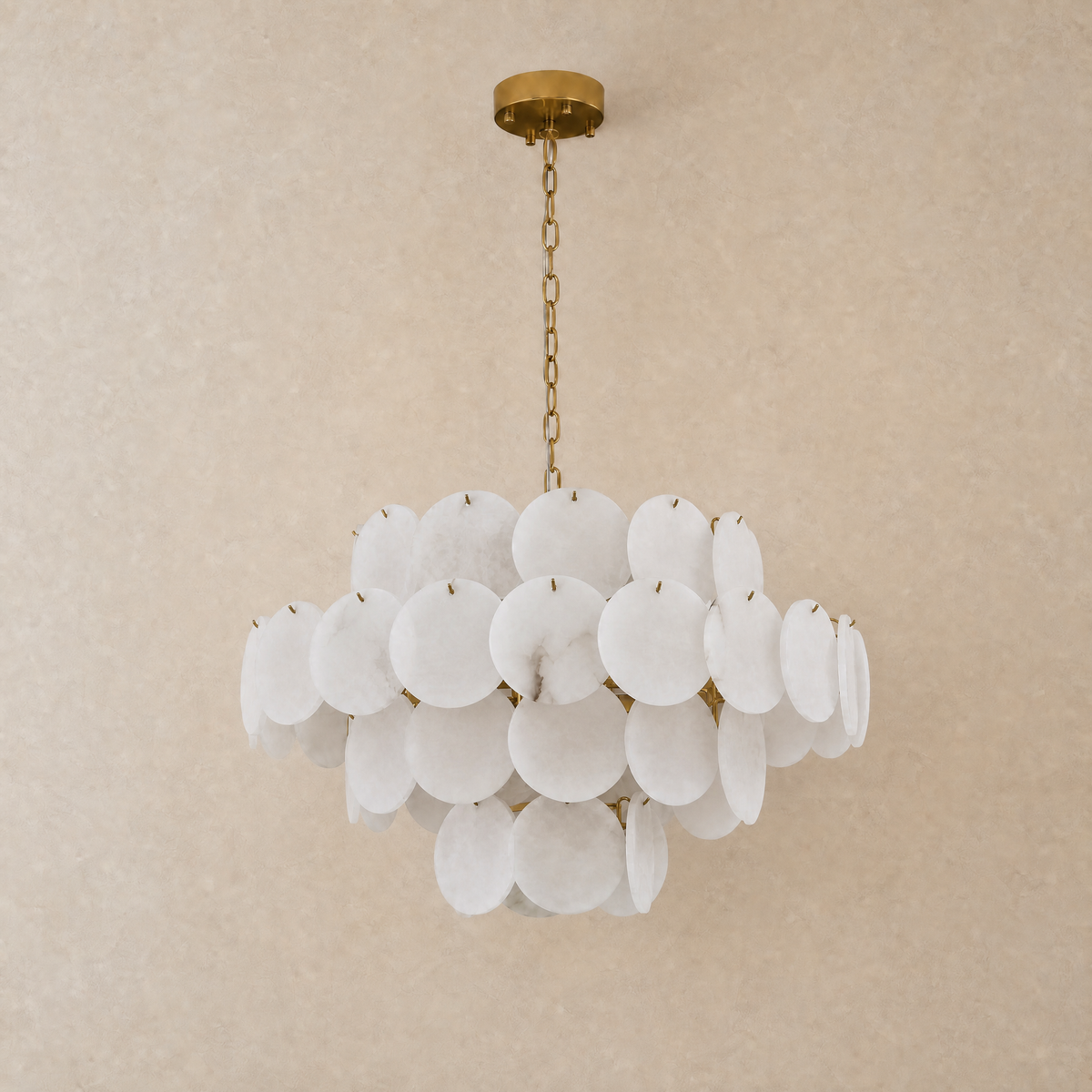 Natural Alabaster 31.5" Round Chandelier - unlit