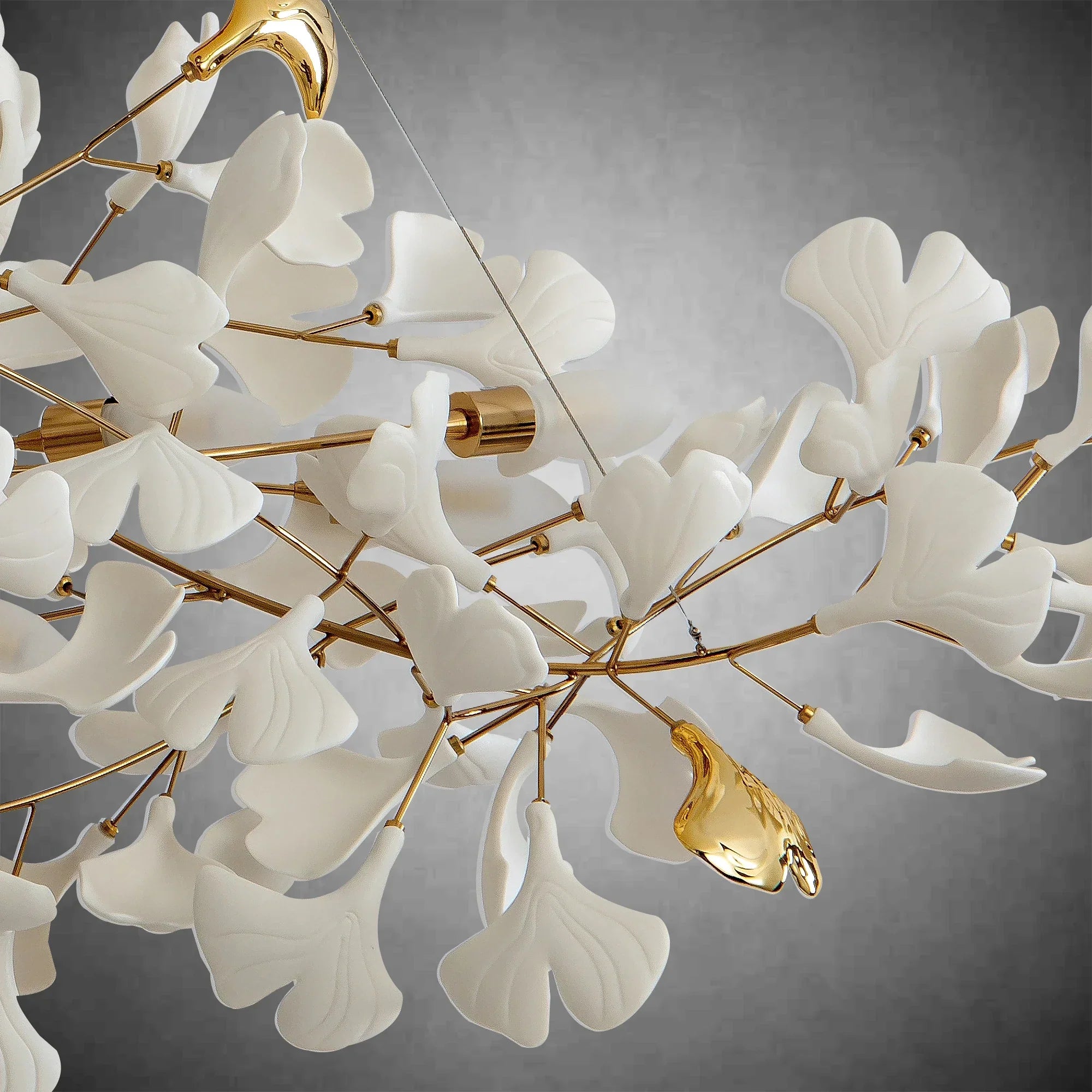 Branch Chandelier White Ceramic Ginkgo Leaf Chandeliers