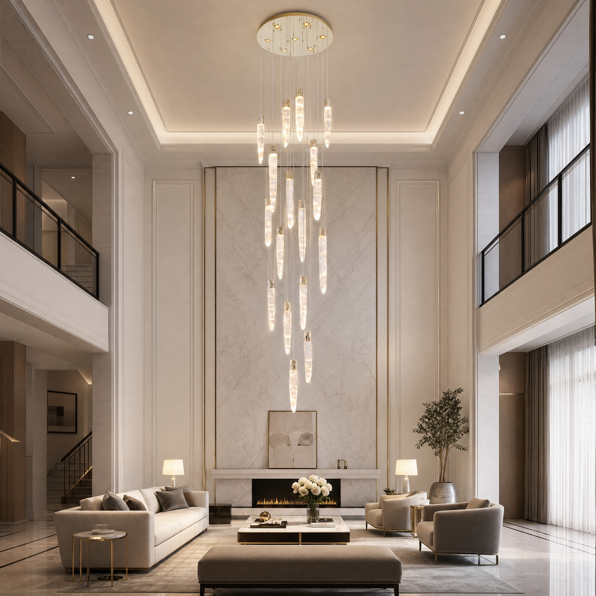 Blush Halsey Linear Icicle Crystal Glass Chandelier 47" L