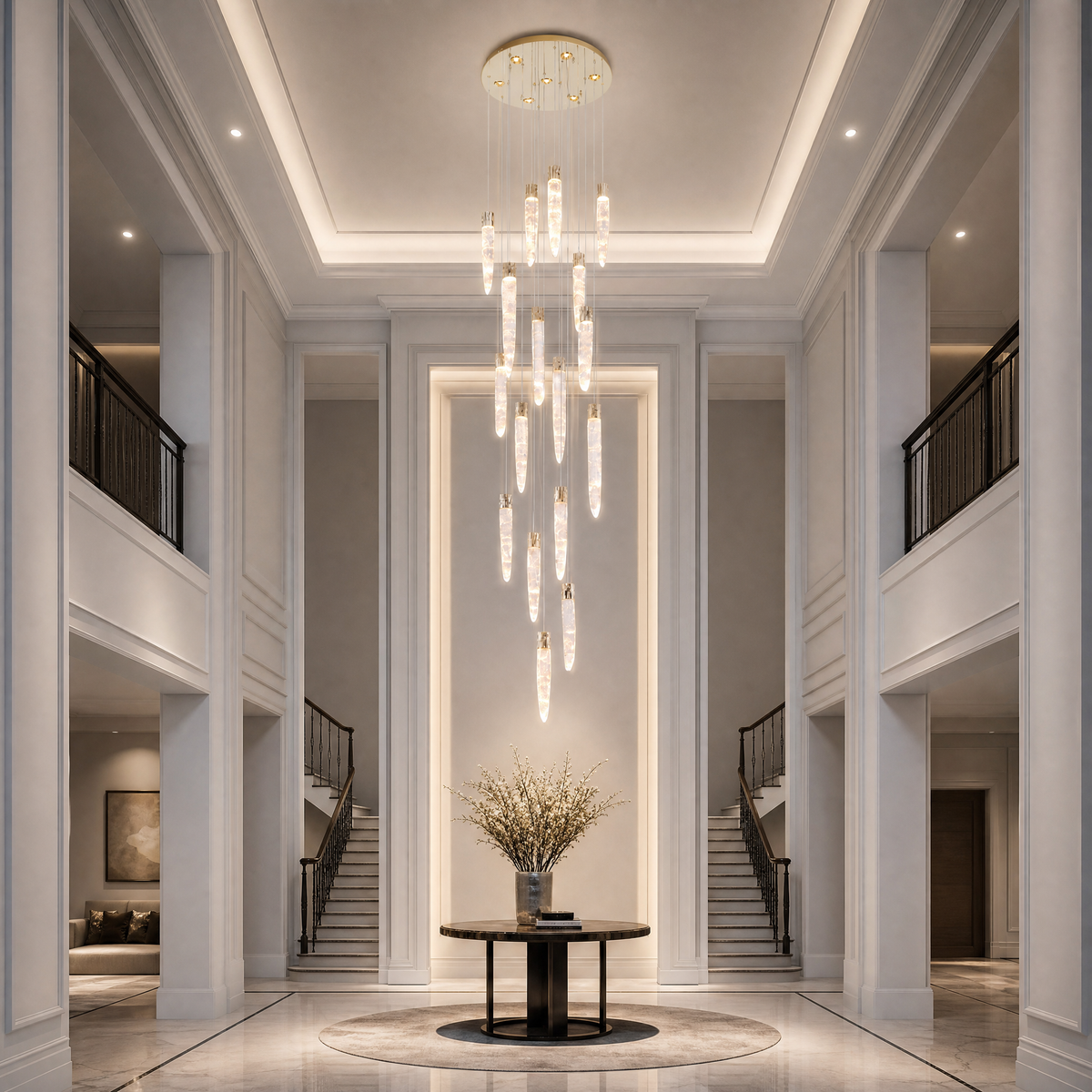 Blush Halsey Linear Icicle Crystal Glass Chandelier 47" L