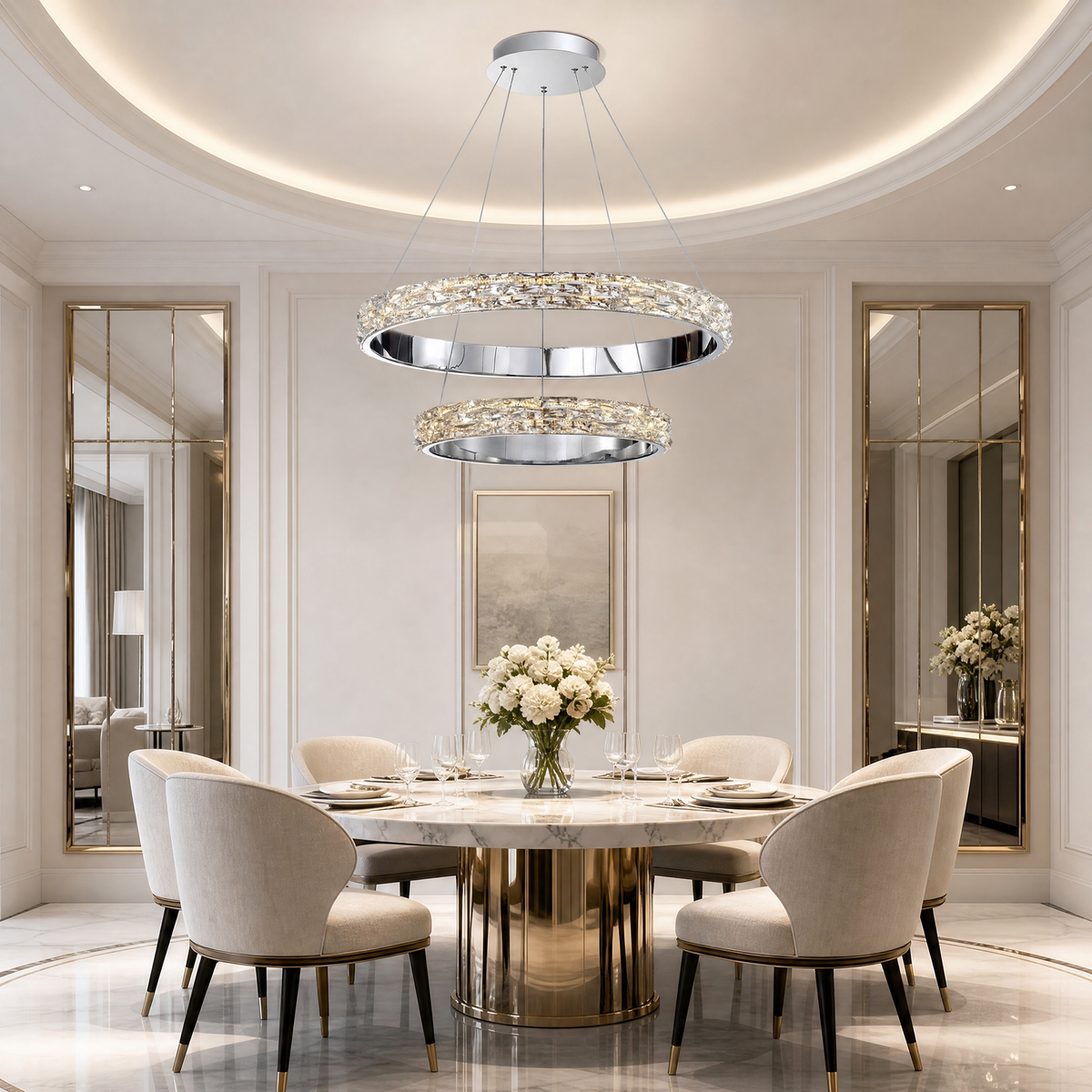 Blush Series Nested Crystal Chandelier Style D