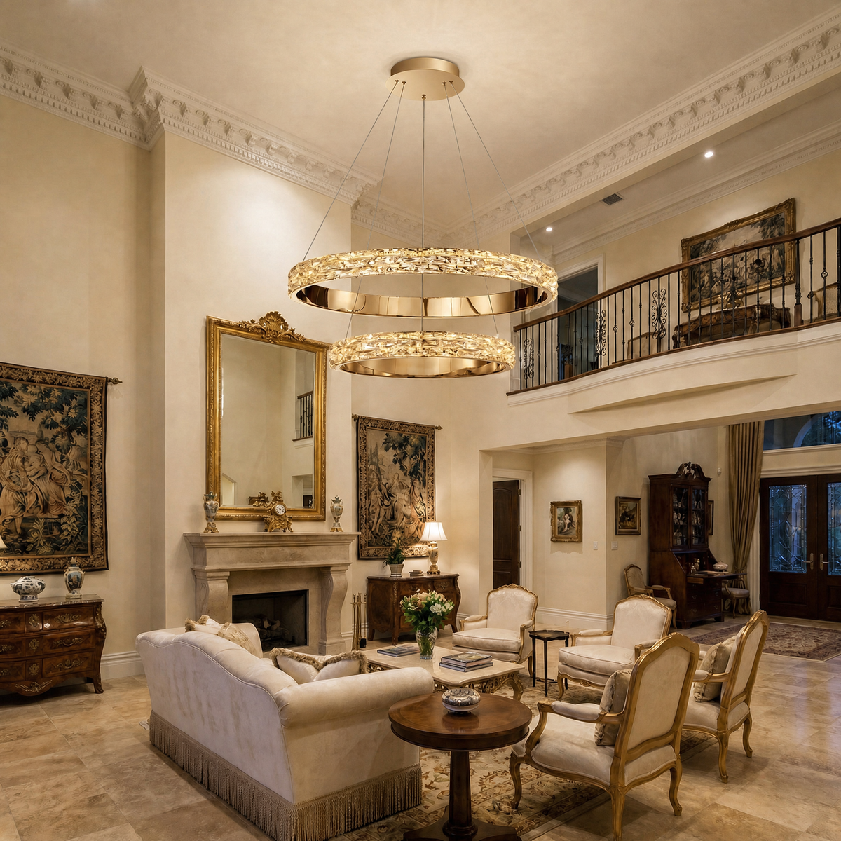 Blush Series Nested Crystal Chandelier Style D