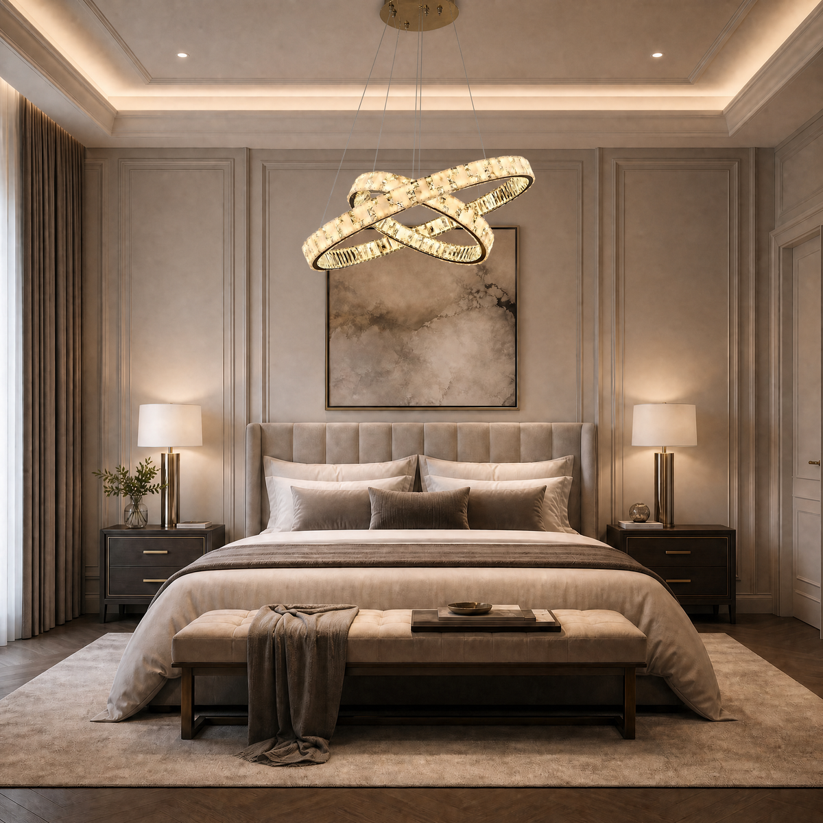 Blush Series Nested Crystal Chandelier Style H