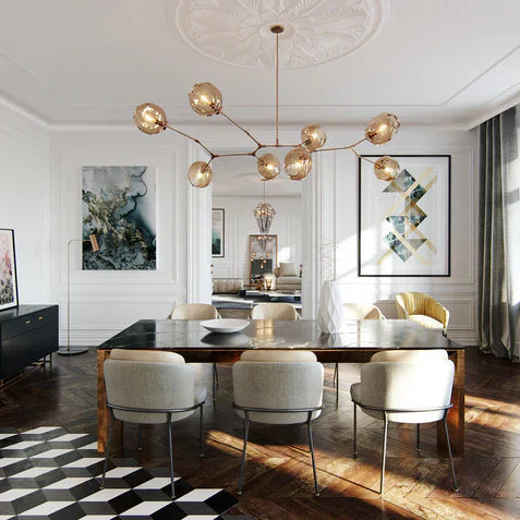 Modern Sputnik Smoky Gray/Amber Glass Branch Chandelier for Kitchen Island/Dining Room-Chandeliers-Blushlighting