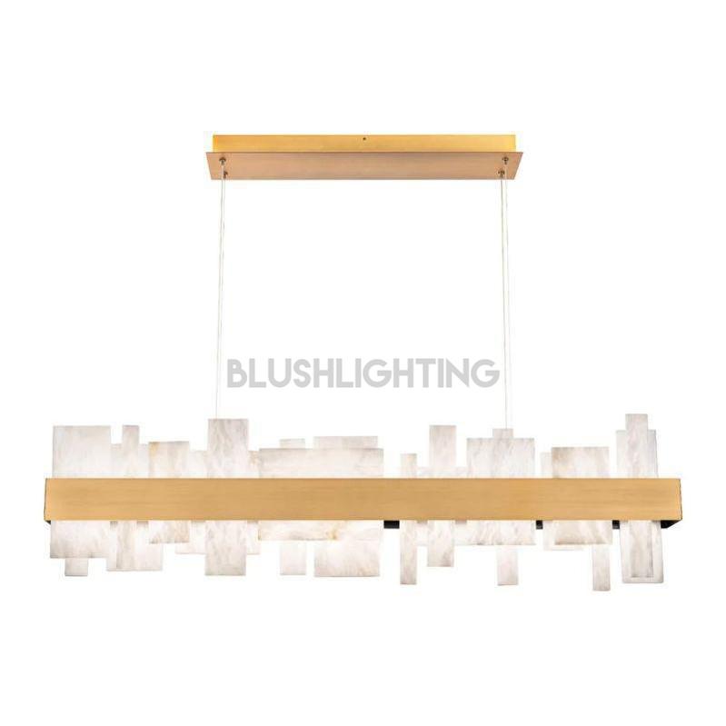 Acropolis 46in LED Linear Alabaster Chandelier - BrassBlushlighting