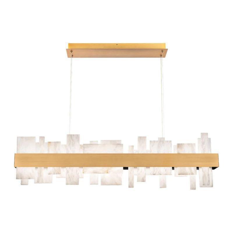 Acropolis 46in LED Linear Alabaster Chandelier - BrassBlushlighting
