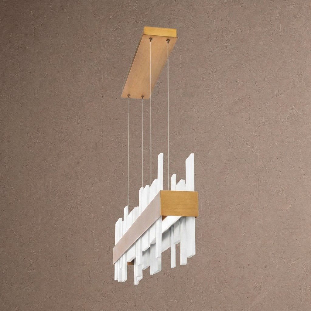Acropolis 46in LED Linear Alabaster Chandelier - Brushed NickelBlushlighting
