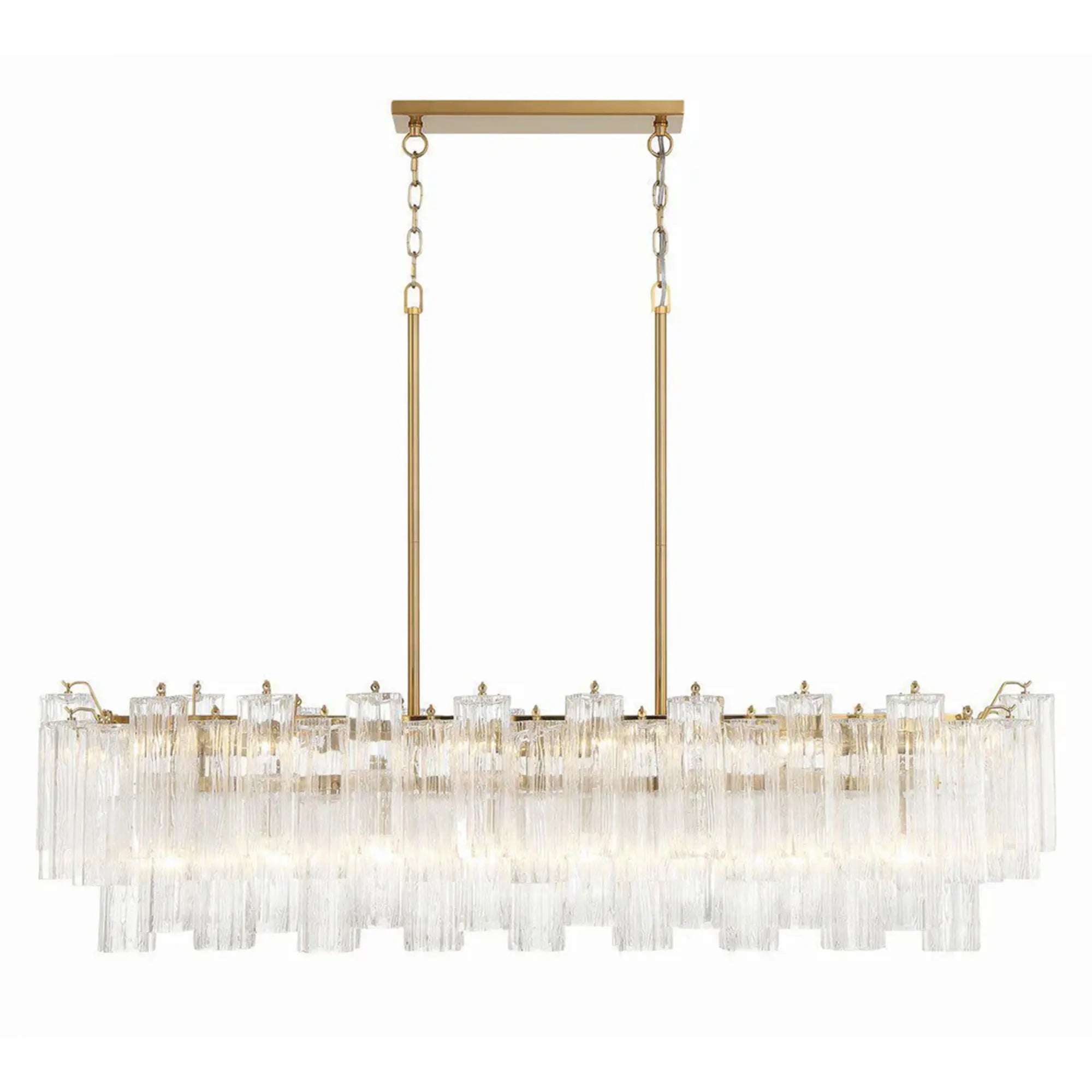 Addis 51'' Modern Linear Chandelier for Dining Room-Brass-Clear-