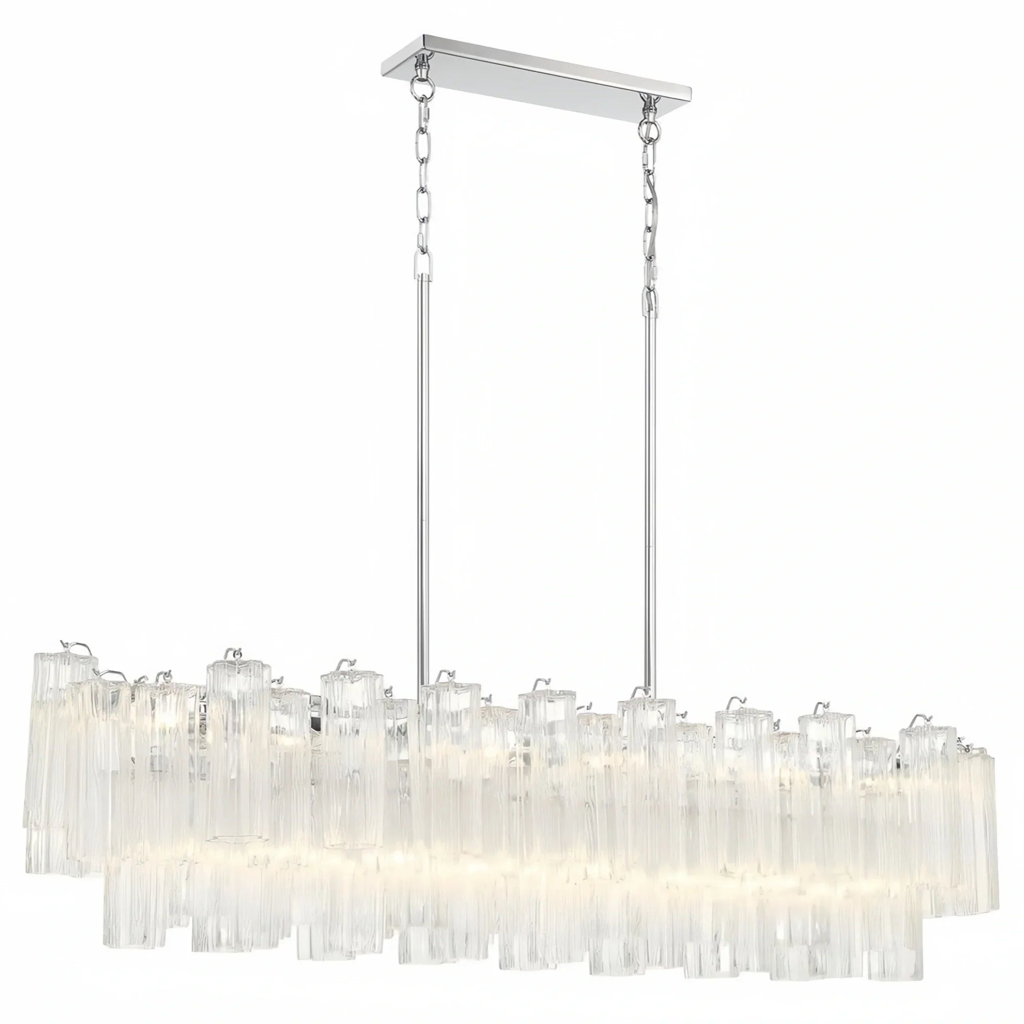 Addis 51'' Modern Linear Chandelier for Dining Room-Chrome-Clear-