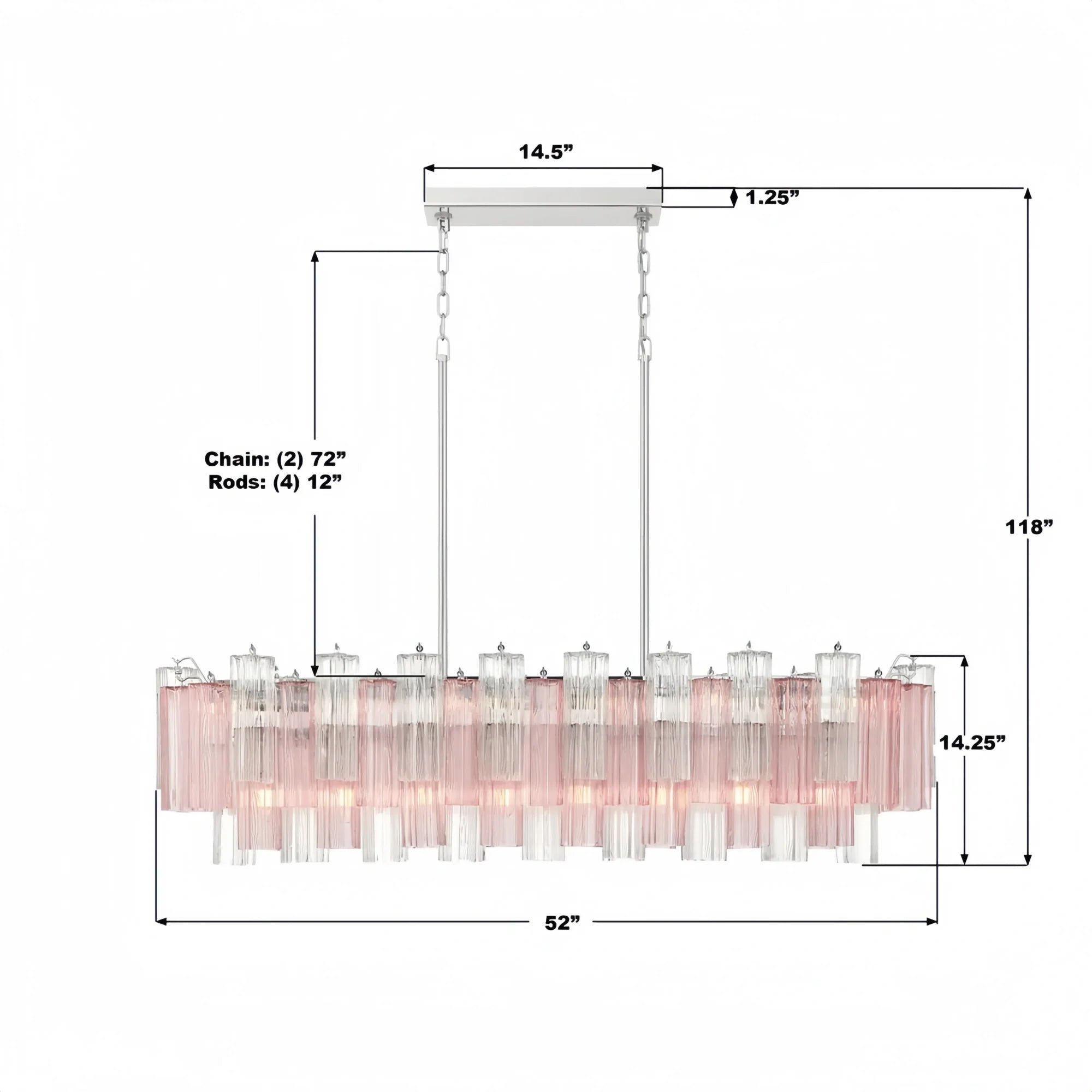Addis 51'' Modern Linear Chandelier for Dining Room-Blushlighting