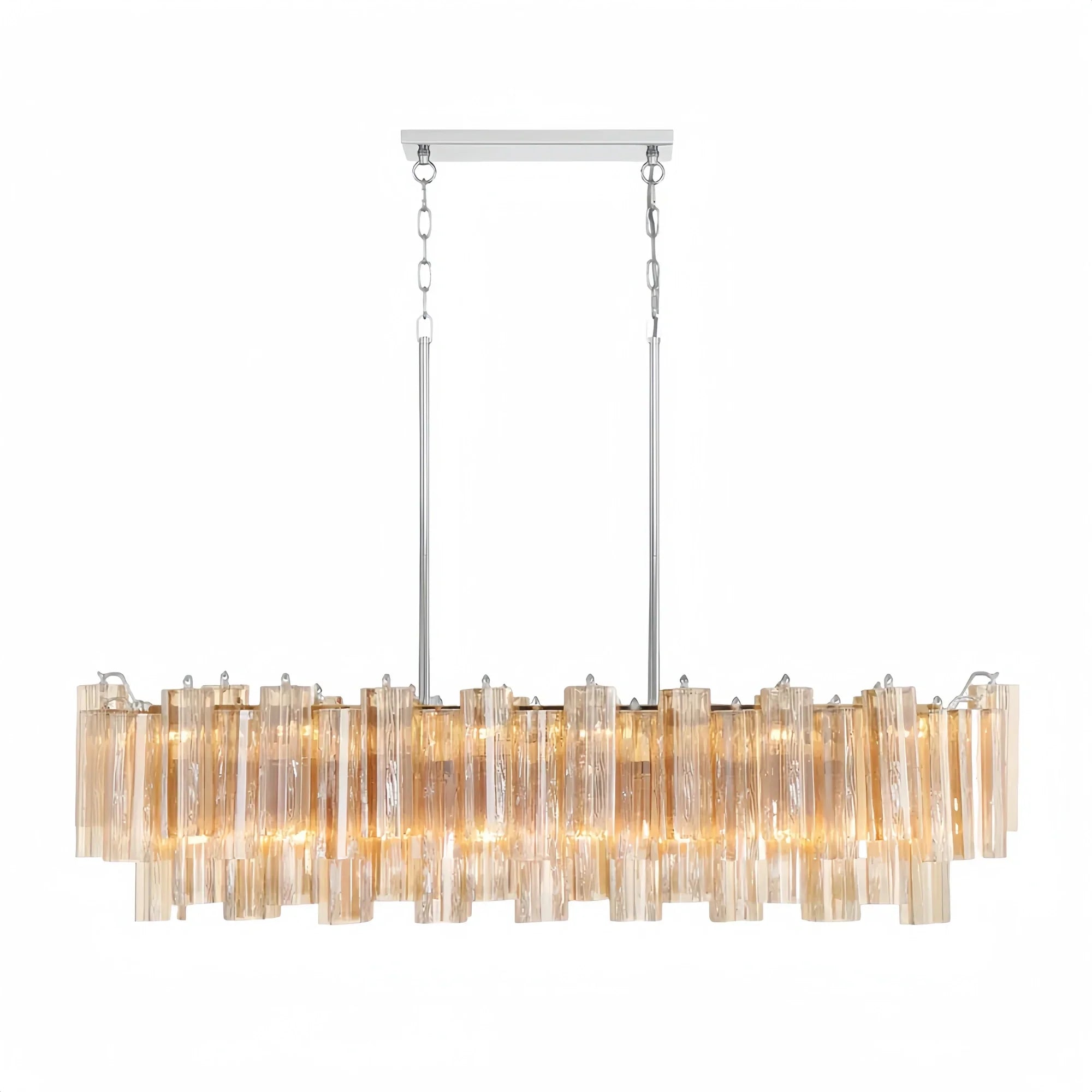 Addis 51'' Modern Linear Chandelier for Dining Room-Chrome-Amber-