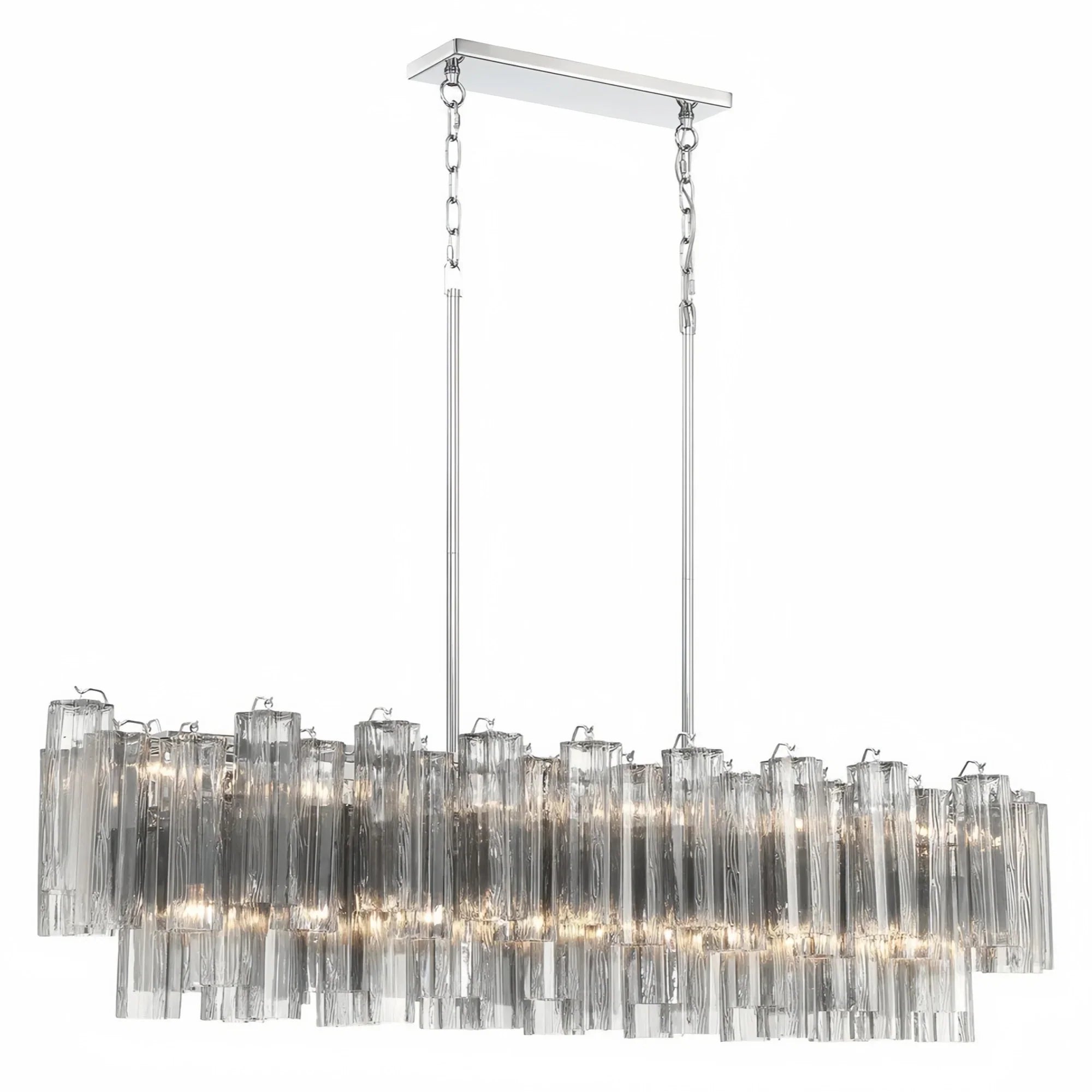 Addis 51'' Modern Linear Chandelier for Dining Room-Chrome-Smoke-
