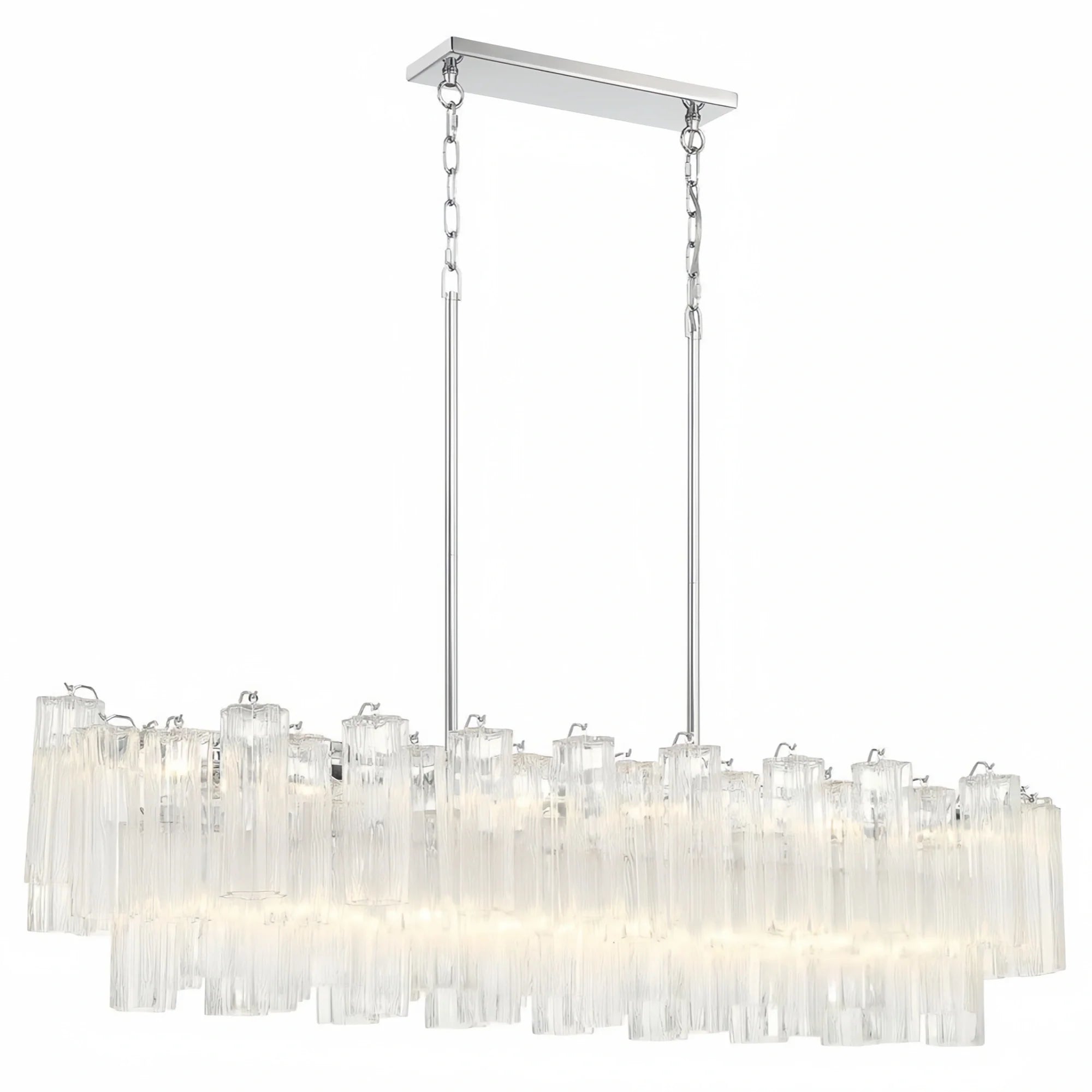 Addis 51'' Modern Linear Chandelier for Dining Room-Chrome-Clear-