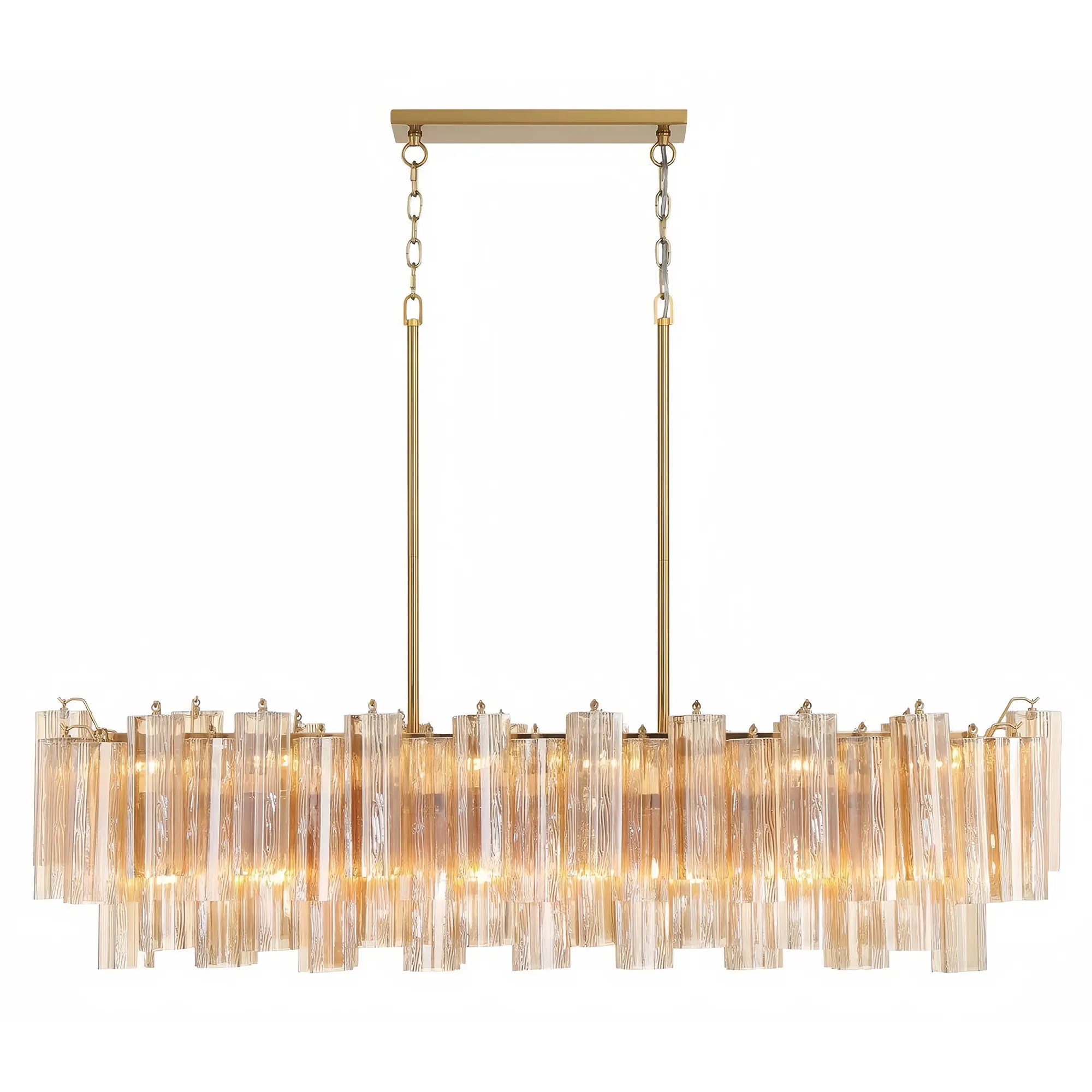 Addis 51'' Modern Linear Chandelier for Dining Room-Brass-Amber-